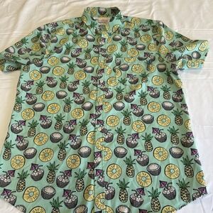 Chubbies Button Down Shirt Mens Large Excellent Pineapple/Coconut Tropical Print